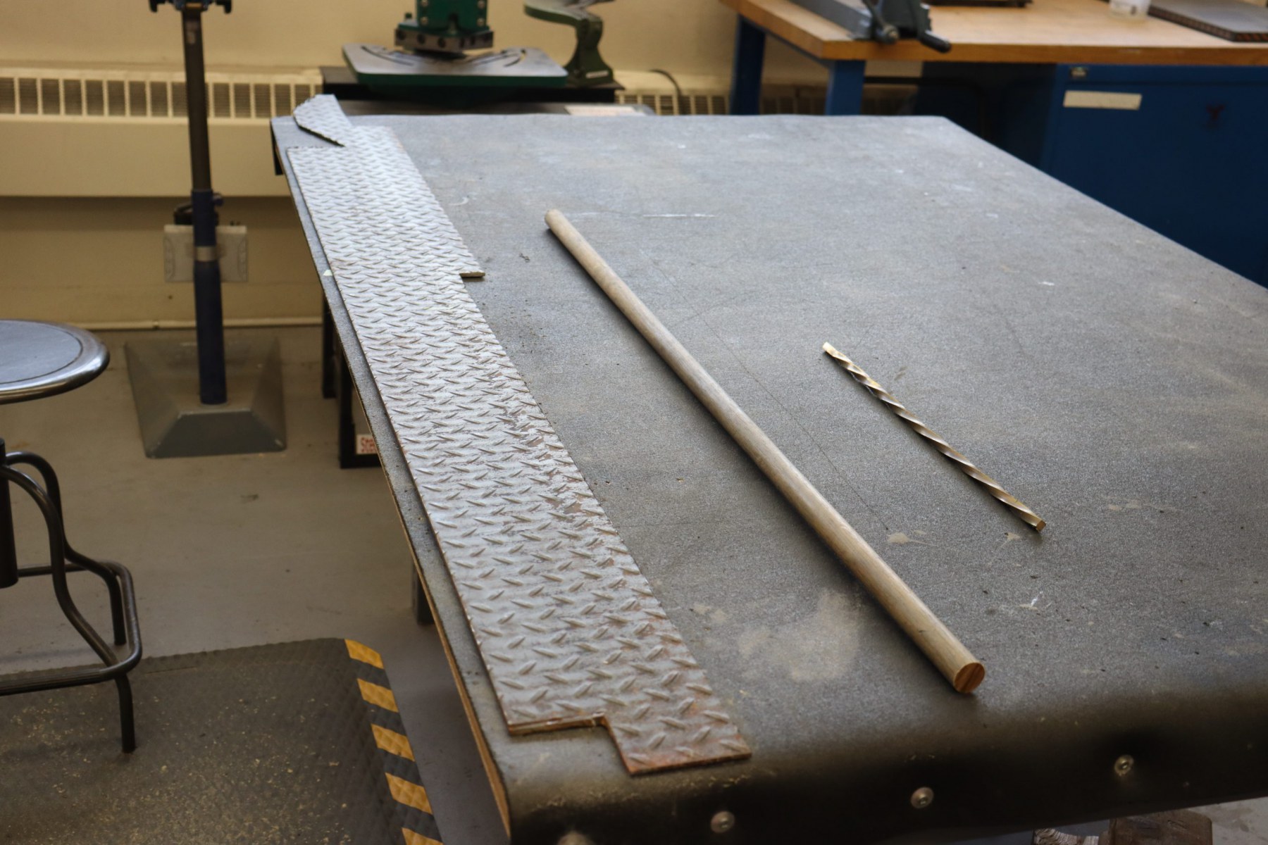 The raw materials found in Hangar 18 that helped construct the handmade sword (Caleb Hooper/Borden Citizen)