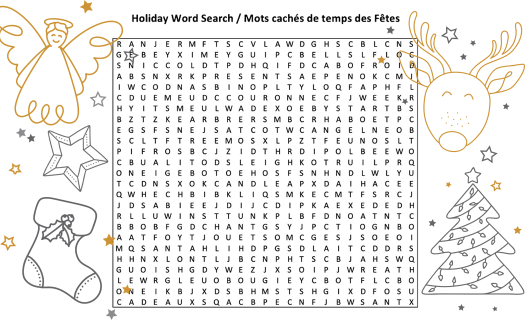 Holiday Word Search / Mots cachés de temps des Fêtes | Borden Citizen